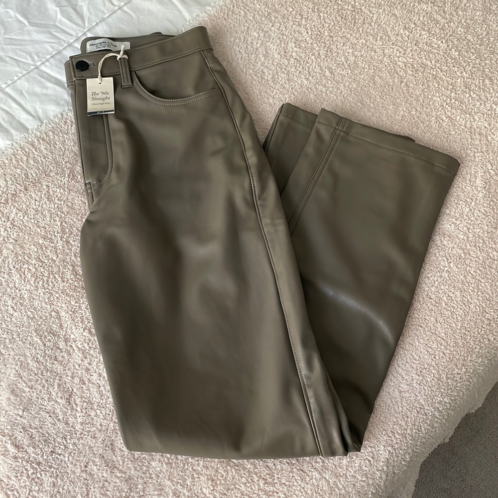 Abercrombie Leather 90s Straight High Rise Pants